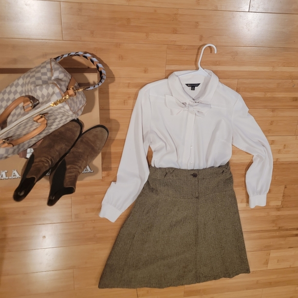 Vintage H&M brown pinstripe skirt size 6 - Picture 2 of 7